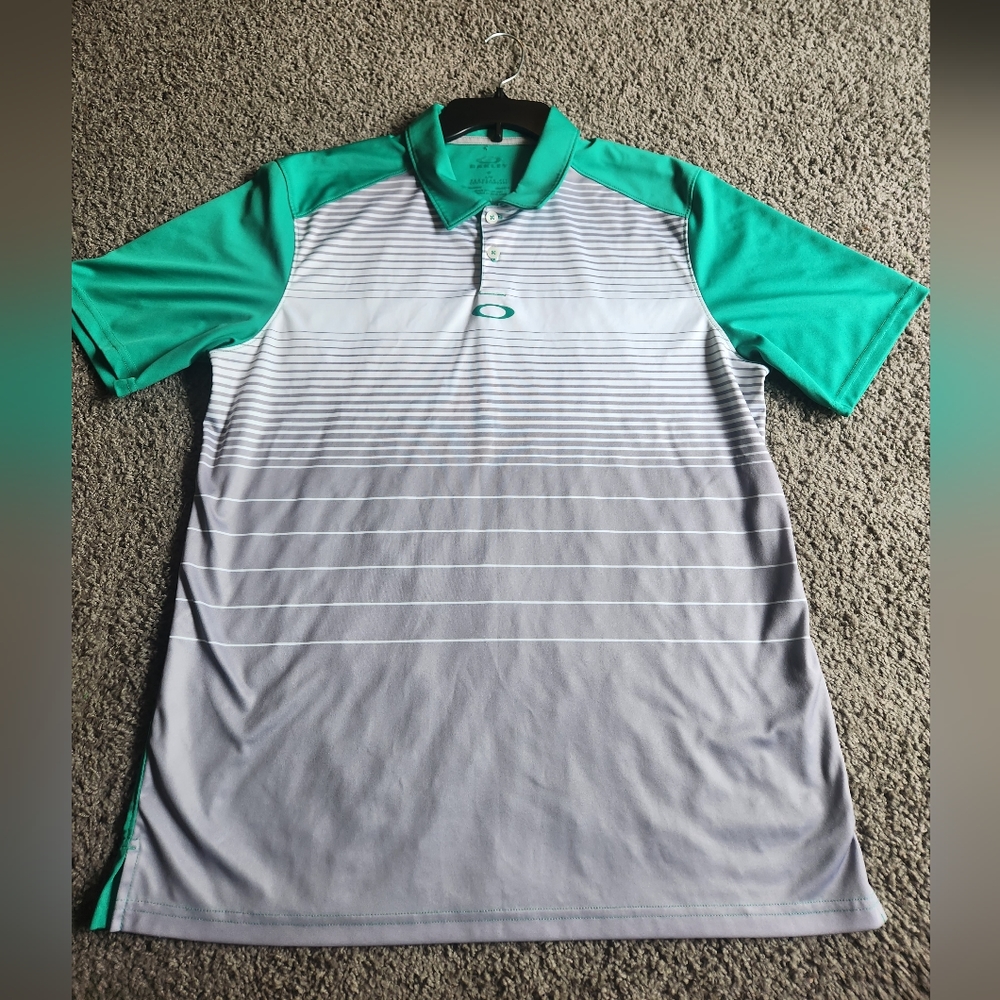 Oakley Hydrolix Polo Shirt Men's Extra Large Green White Golf Active Pullover